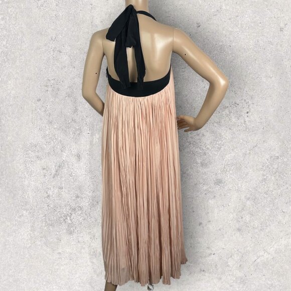 Aritzia Le Fou Couvin Dress Blush‎ Pink Black Silk Size XXS Halter Maxi Bohemian - Picture 4 of 12